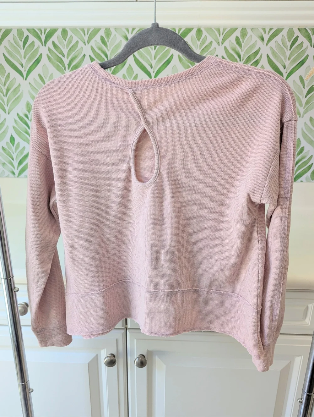 Ballet Pink Osh'Kosh Waffle Knit Long-Sleeve Raw Hem Top 14 Girl's Boxy Flowy